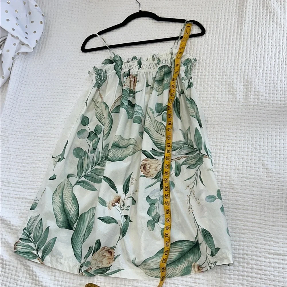 H&M Leaf Print A-Line Skirt - Green and Cream